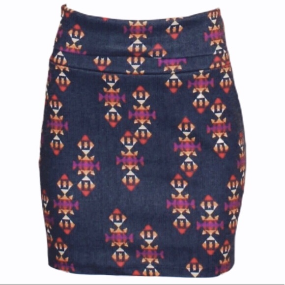 Nollie Tribal Aztec Print Gray Skirt Size Medium - Picture 1 of 6